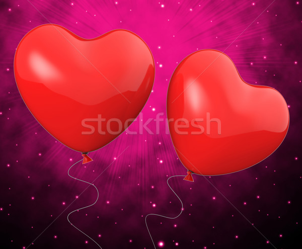 Hart ballonnen show wederzijds aantrekkelijkheid genegenheid Stockfoto © stuartmiles