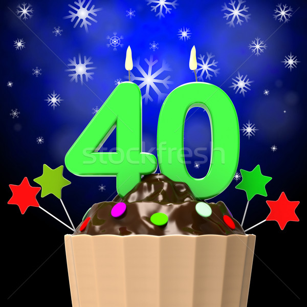 Forty Candle On Cupcake Means Forty Years Anniversary Or Party Stock photo © stuartmiles