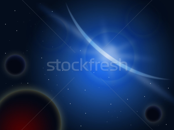 Foto d'archivio: Blu · star · dietro · pianeta · luminoso · sfera