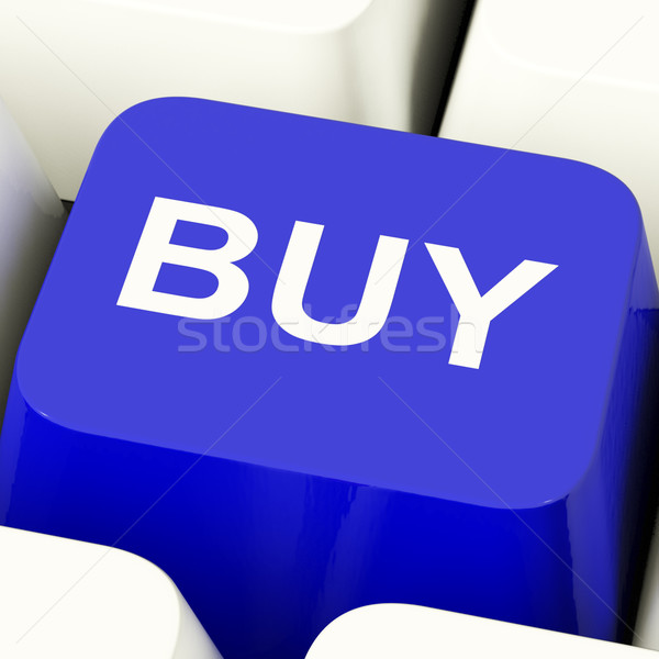 Kopen computer sleutel Blauw commerce detailhandel Stockfoto © stuartmiles