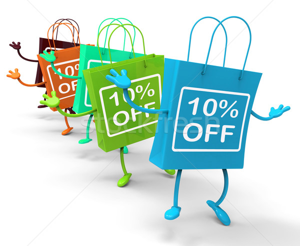 Ten Percent Off On Colored Shopping Bags Show Bargains Stock photo © stuartmiles