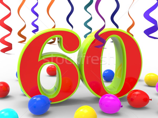 Aantal zestig partij verjaardagsfeest verjaardag tonen Stockfoto © stuartmiles