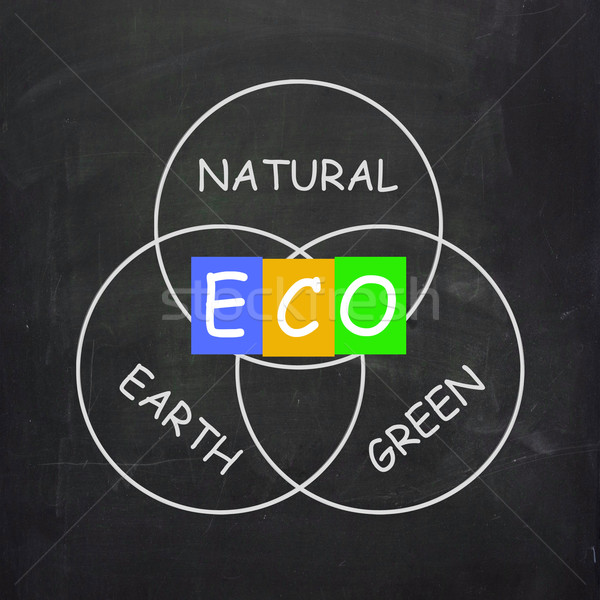 ECO On Blackboard Shows Environmental Care Or Eco-Friendly Natur Stock photo © stuartmiles