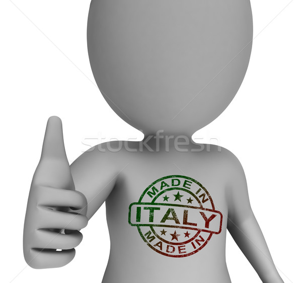 Made In Italy Stamp On Man Shows Italian Products Approved Stock photo © stuartmiles