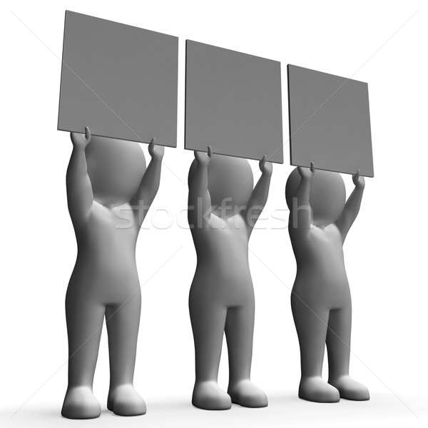 Characters With Three Blank Boards Allow Message Or Text Stock photo © stuartmiles