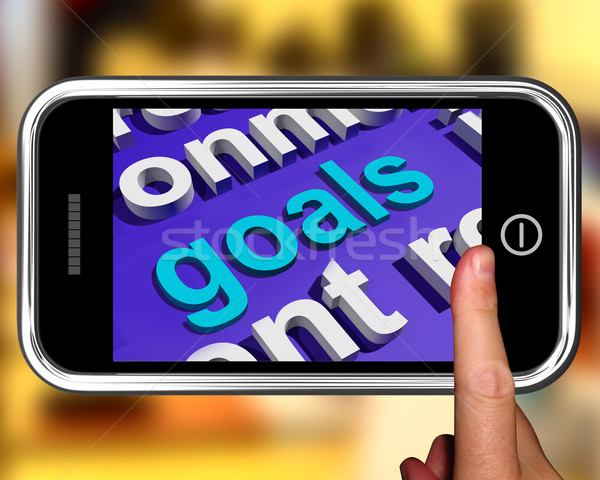 Goals In Word Cloud Shows Aims Objectives Or Aspirations Stock photo © stuartmiles