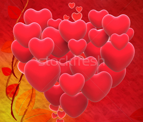Heart Made With Hearts Shows Romantic Wedding And Marriage Stock photo © stuartmiles
