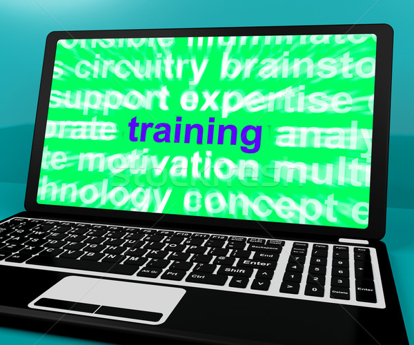Online Training Computer Message Shows Web Learning Stock photo © stuartmiles