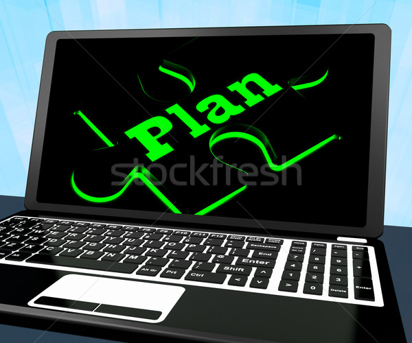 Plan Puzzle On Laptop Shows Missions Stock photo © stuartmiles