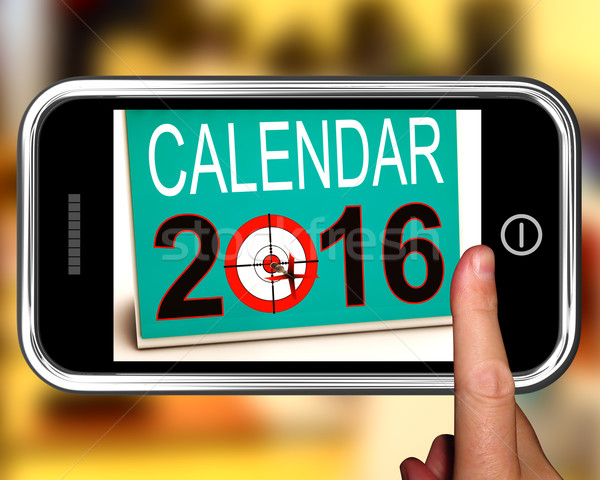 Calendario 2016 smartphone futuro annuale pianificazione Foto d'archivio © stuartmiles