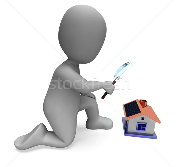 Stock photo: House Character Shows Inspection Survey Searching Or Looking For