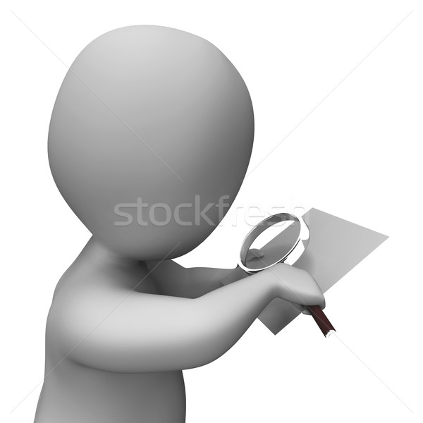 Looking Magnifier Document Character Shows Investigation Investi Stock photo © stuartmiles