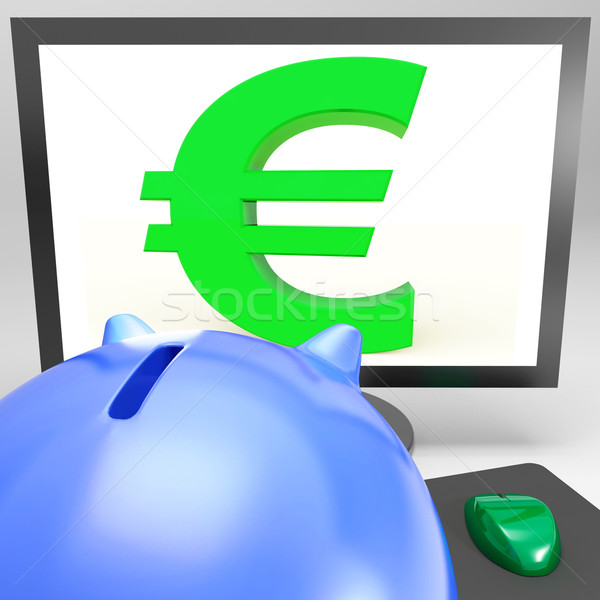 Euro Symbol On Monitor Shows European Fortune Stock photo © stuartmiles