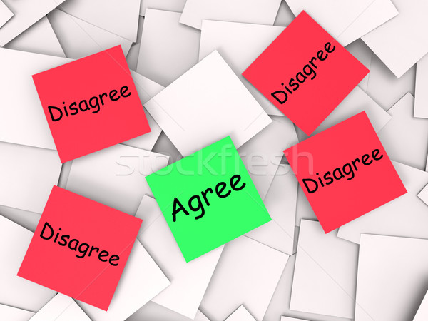Agree Disagree Post-It Notes Mean Opinion Agreement Or Disagreem Stock photo © stuartmiles