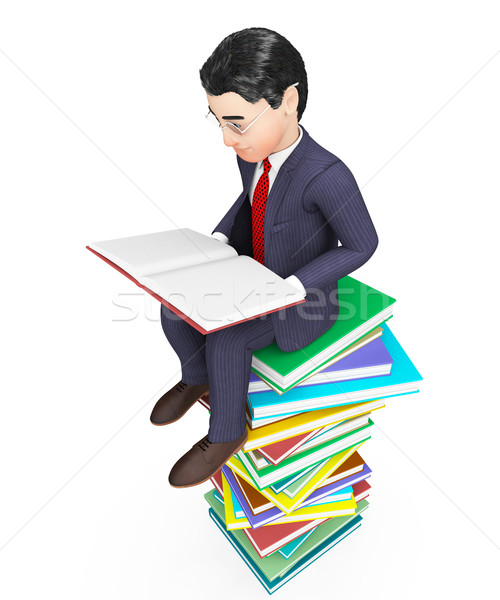 Businessman Reading Books Represents Faq Educated And Businessmen Stock photo © stuartmiles