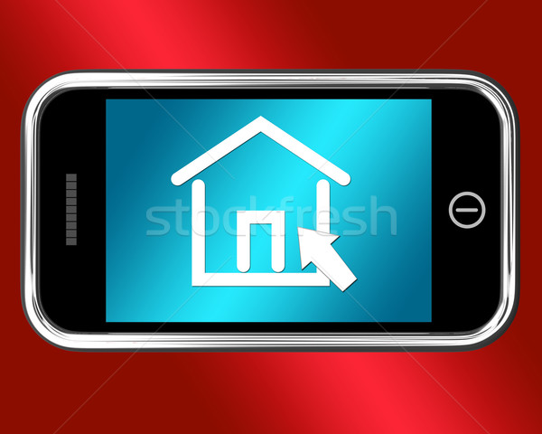 House Symbol On Mobile Shows Real Estate Or Rentals Stock photo © stuartmiles