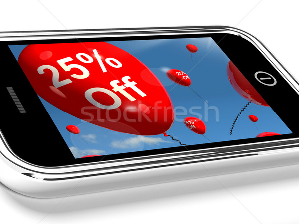 Stock photo: Mobile With 25% Off Sale Promotion Balloons