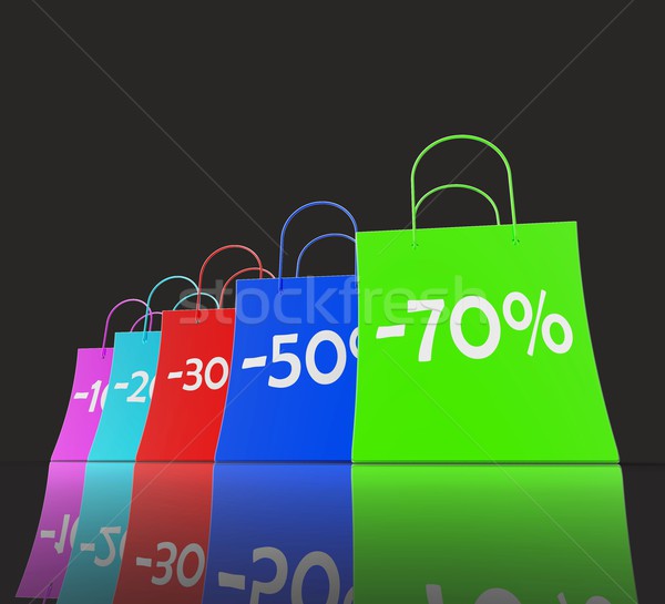 Percent Reduced On Shopping Bags Shows Bargains Stock photo © stuartmiles
