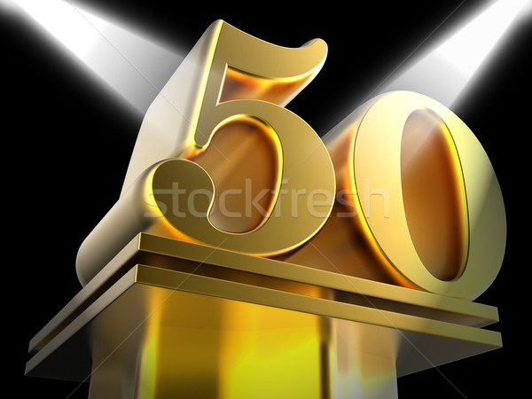Golden Fifty On Pedestal Means Movie Awards Or Recognition Stock photo © stuartmiles