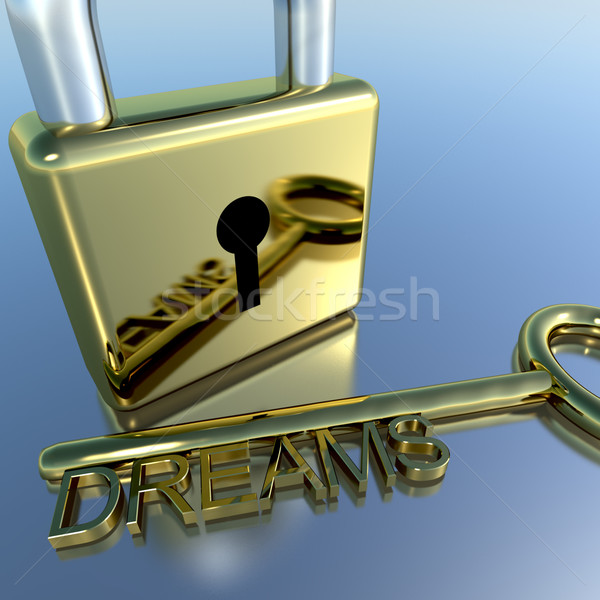 Padlock With Dreams Key Showing Wishes Hope And Future Stock photo © stuartmiles