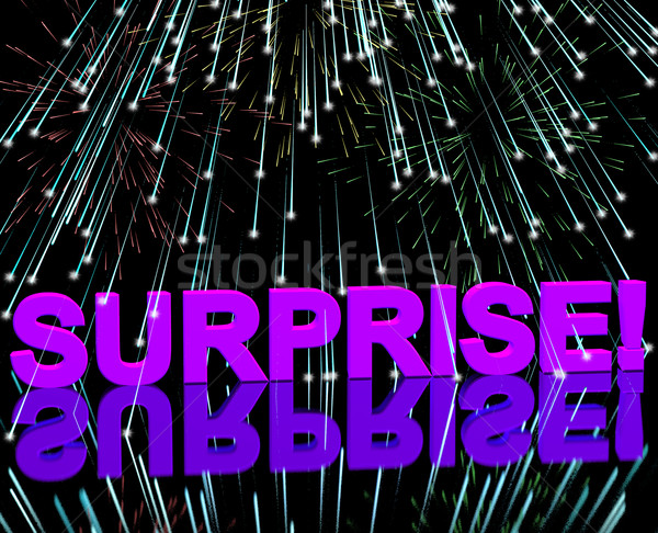 Surprise Word And Fireworks Showing Shock And Celebration Stock photo © stuartmiles