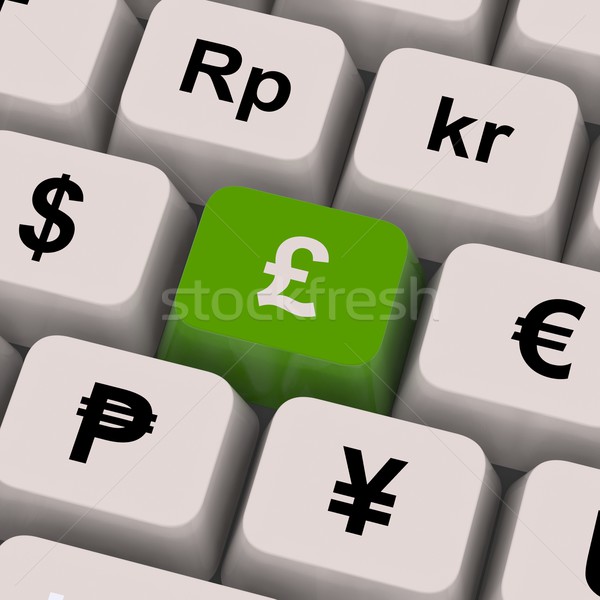 Pound And Currencies Computer Keys Show Money Exchange Stock photo © stuartmiles