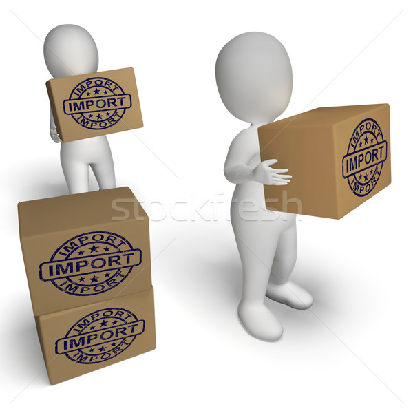 Import Stamp On Boxes Shows Importing Goods And Commodities Stock photo © stuartmiles