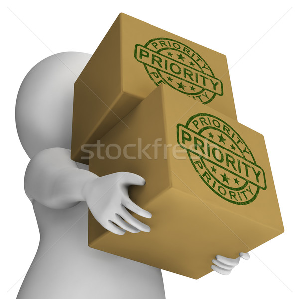 Priority Stamp On Boxes Shows Rush And Urgent Packages Stock photo © stuartmiles