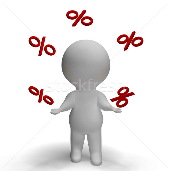 Juggling Percent Sign With 3d Man Climbing Showing Percentage Stock photo © stuartmiles