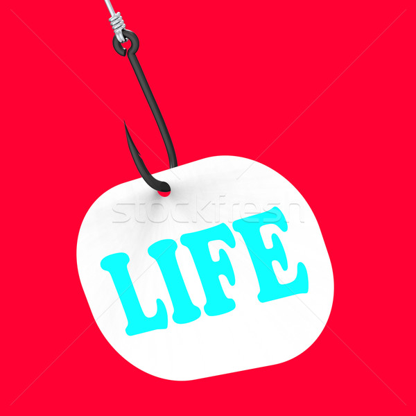 Life On Hook Shows Happy Lifestyle Or Prosperity Stock photo © stuartmiles