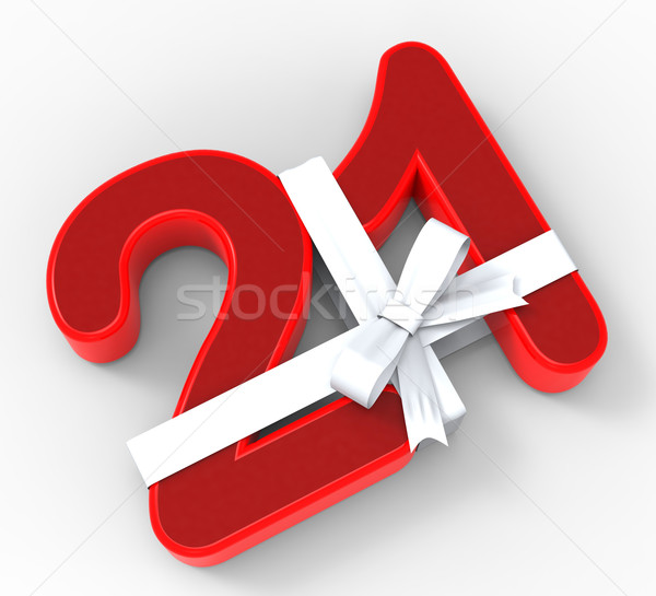 Number Twenty One With Ribbon Means Birthday Celebrations Or Eve Stock photo © stuartmiles