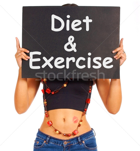 Diéta testmozgás felirat fogyókúra tanács mutat Stock fotó © stuartmiles