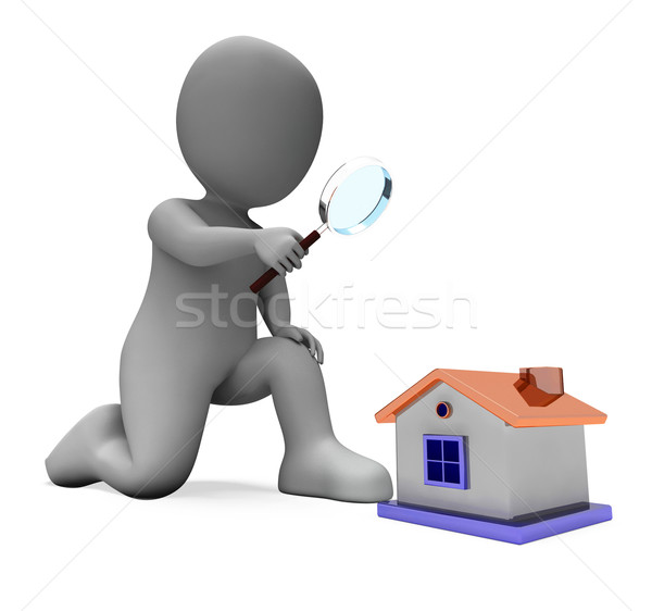 House Character Shows Inspect Surveying Searching Or Looking For Stock photo © stuartmiles