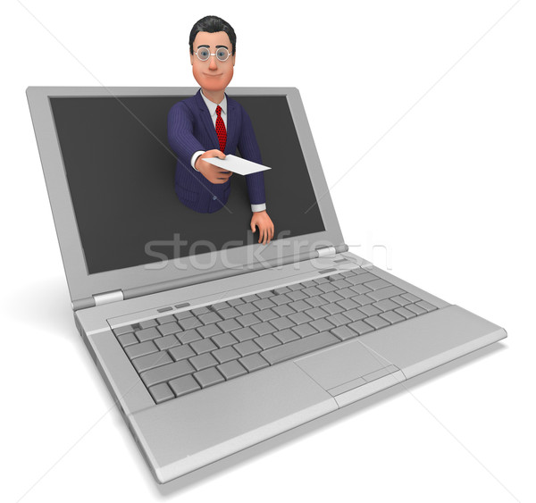 Businessman Working Online Represents World Wide Web And Biz Stock photo © stuartmiles