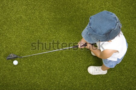 Wenig kid Lernen spielen Golf außerhalb Stock foto © stuartmiles