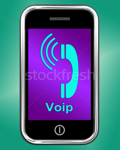 Voip On Phone Shows Voice Over Internet Protocol Or Ip Telephony Stock photo © stuartmiles