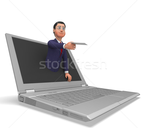 Businessman Working Online Indicates World Wide Web And Commerce Stock photo © stuartmiles