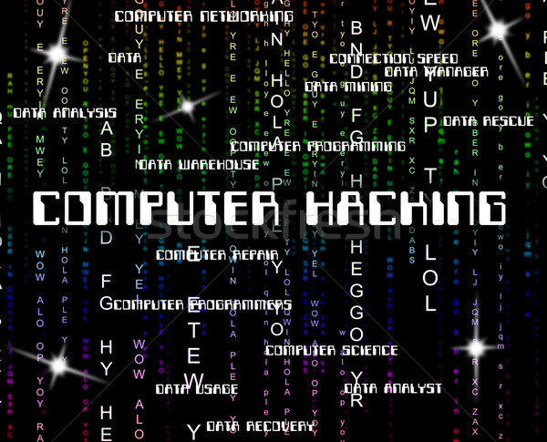 Stock photo: Computer Hacking Shows Crime Threat And Vulnerable