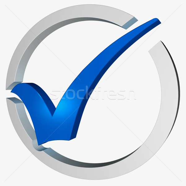 Blue Tick Circled Shows Checked and Verified Stock photo © stuartmiles