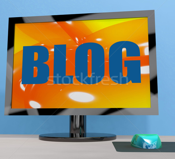 Blog monitoriza blogging on-line Imagine de stoc © stuartmiles
