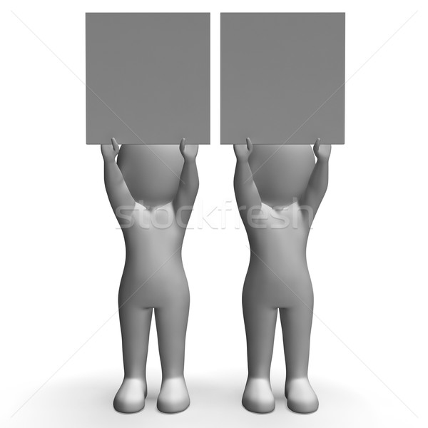 Characters With Two Blank Boards Allow Message Or Text Stock photo © stuartmiles