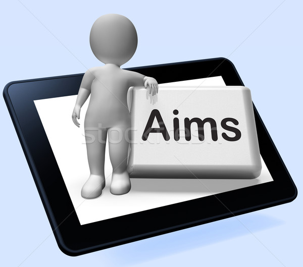 Aims Button With Character Shows Targeting Purpose And Aspiratio Stock photo © stuartmiles