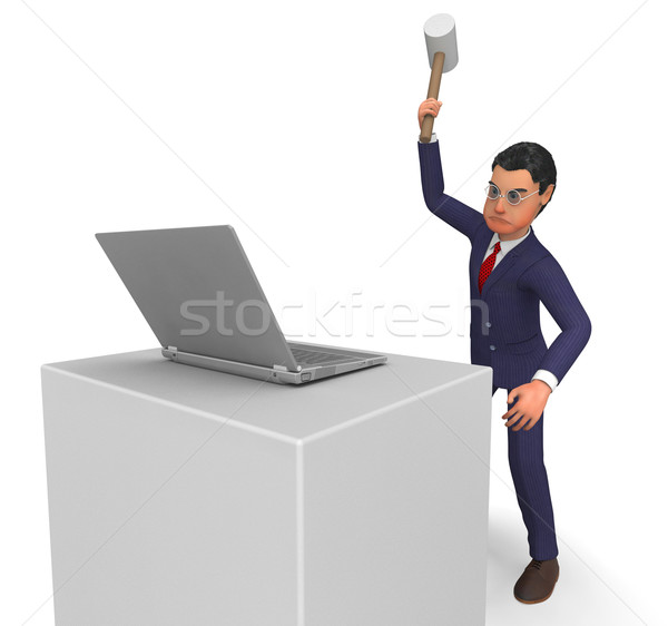 Foto stock: Empresario · enojado · amargo · empresa · informática · tecnología