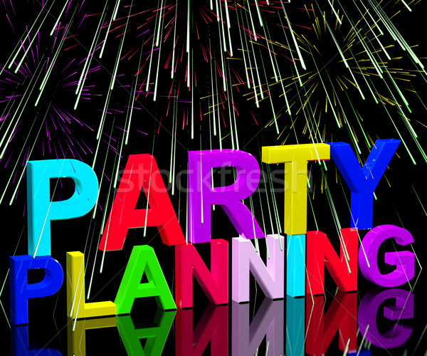 Party Planning Words Showing Birthday Or Anniversary Celebration Stock photo © stuartmiles