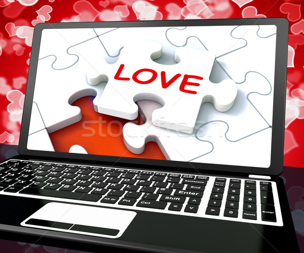 Liefde puzzel laptop internet dating virtueel Stockfoto © stuartmiles