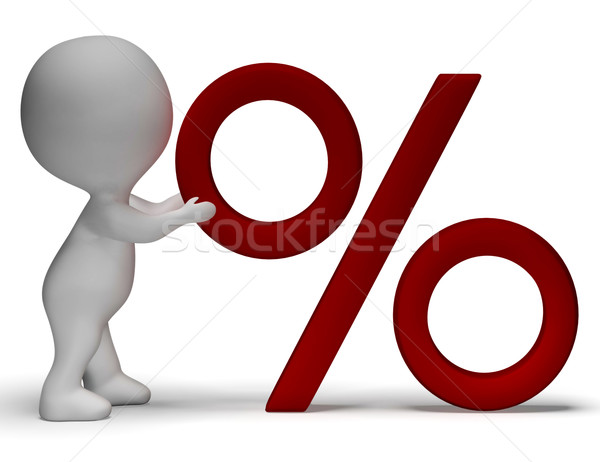 Percent Sign With 3d Man Showing Percentage Or Reductions Stock photo © stuartmiles