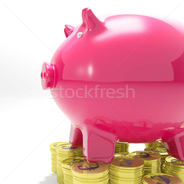 Piggybank On Coins Showing Monetary Increase Stock photo © stuartmiles