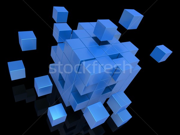 Exploding Blocks Showing Unorganized Puzzle Stock photo © stuartmiles