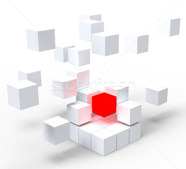 Stock photo: Unique Red Block Shows Standing Out