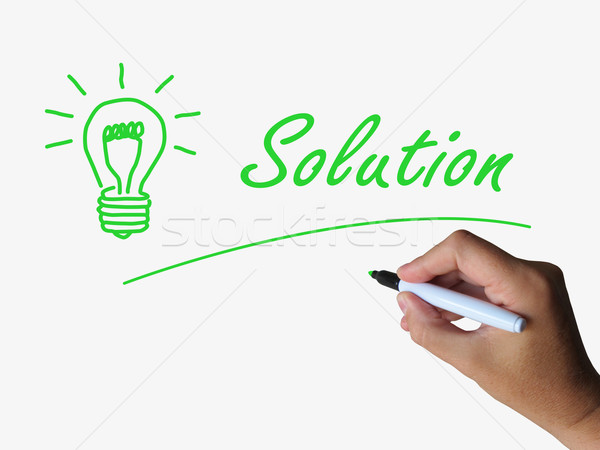 Solution Lightbulb Shows Solutions Resolutions and Results Stock photo © stuartmiles